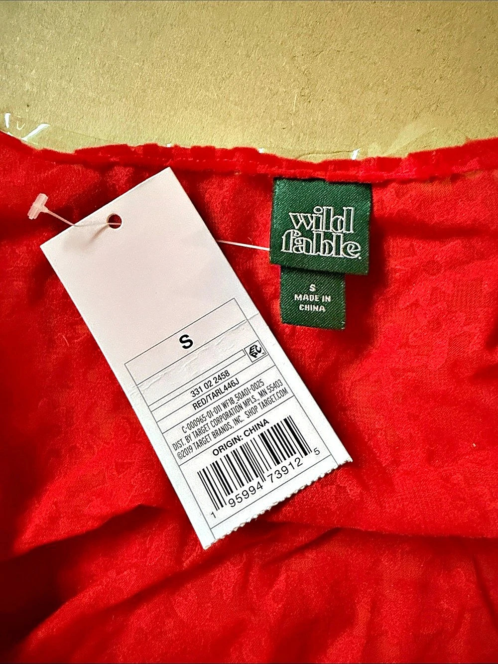 Wild Fable Floral Burnout Velvet Bell Sleeves Crop Top Red Small